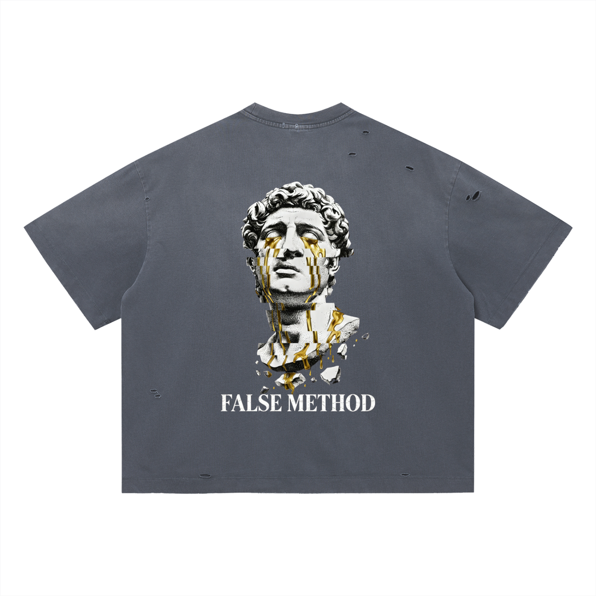 [Blue] The Sovereign S-02 distressed t-shirt, front