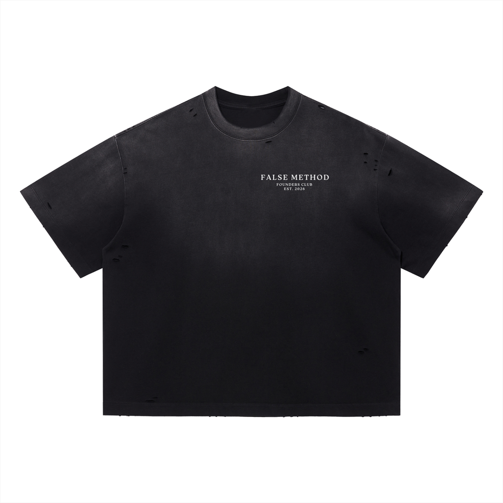 [Black] The Sovereign S-02 distressed t-shirt, back