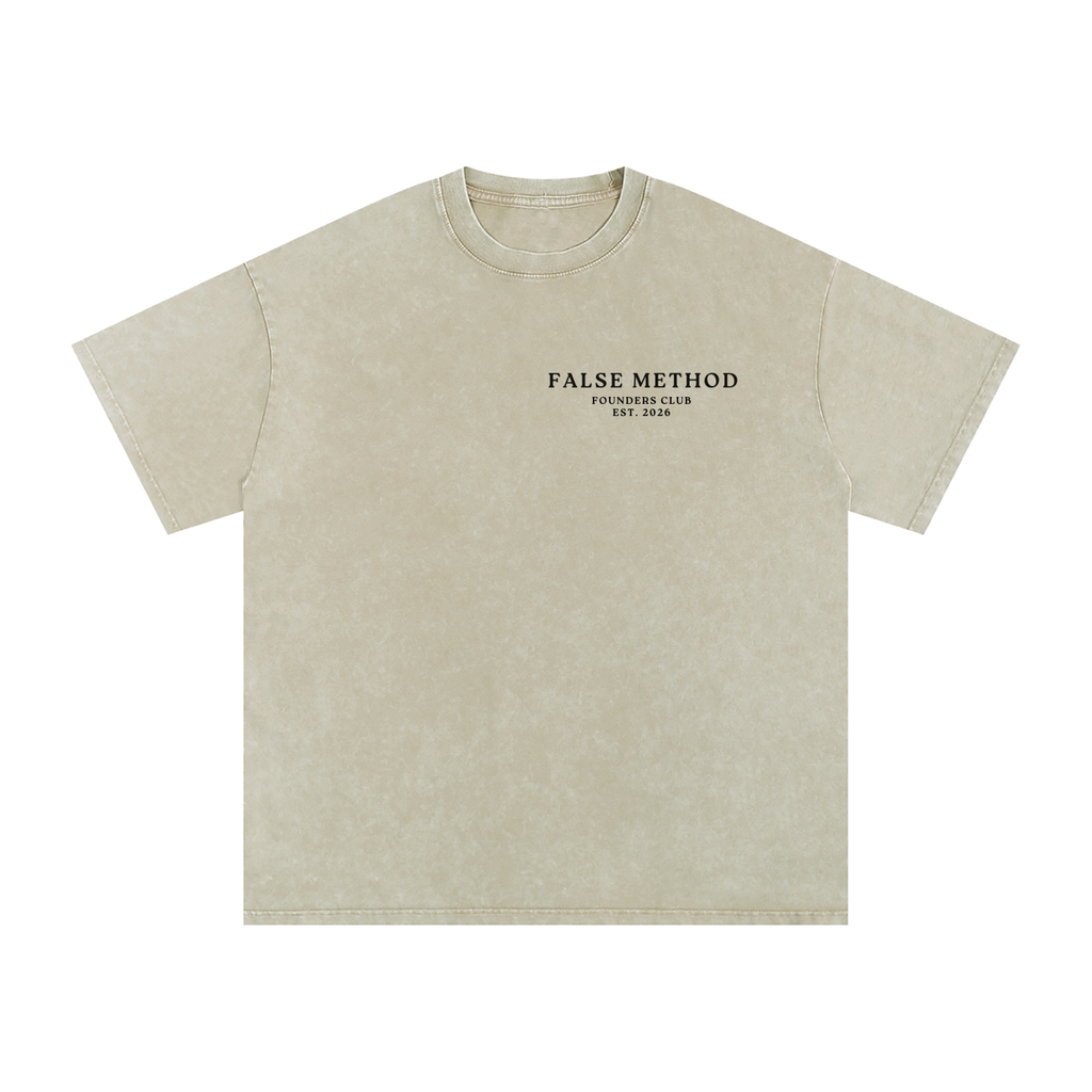 [Khaki Ash] Founders Club snow washed t-shirt, front