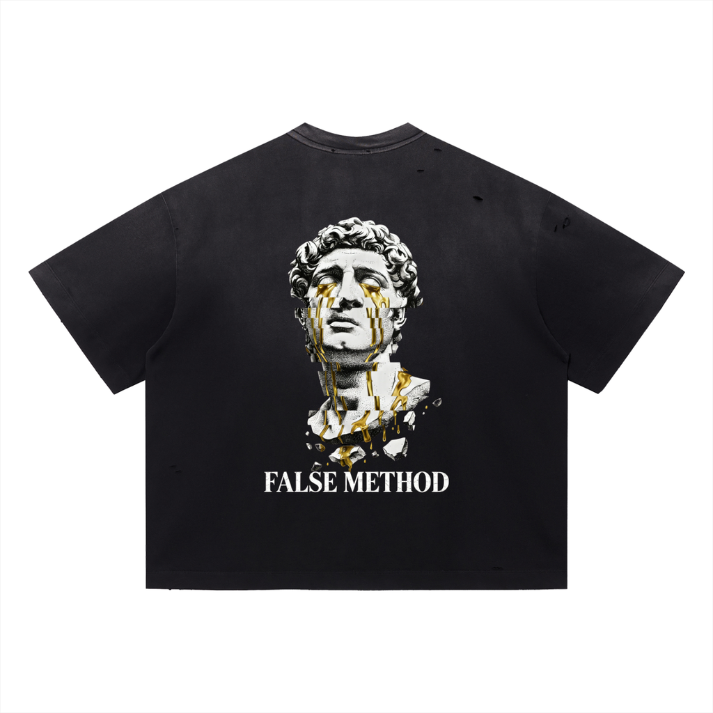[Black] The Sovereign S-02 distressed t-shirt, front